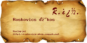 Roskovics Ákos névjegykártya